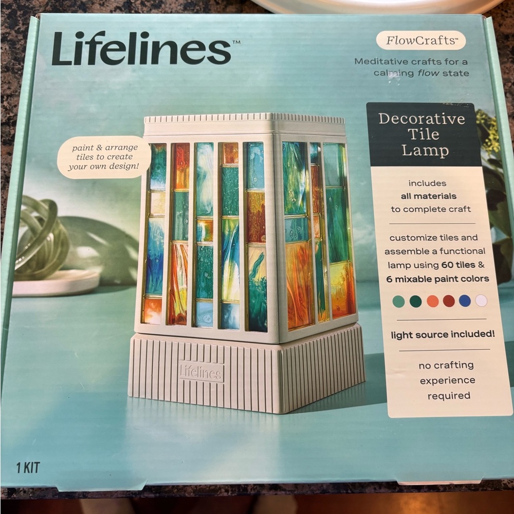 Lifelines Flowcrafts Decorative Tile Lamp - Aqua/Teal Multicolor